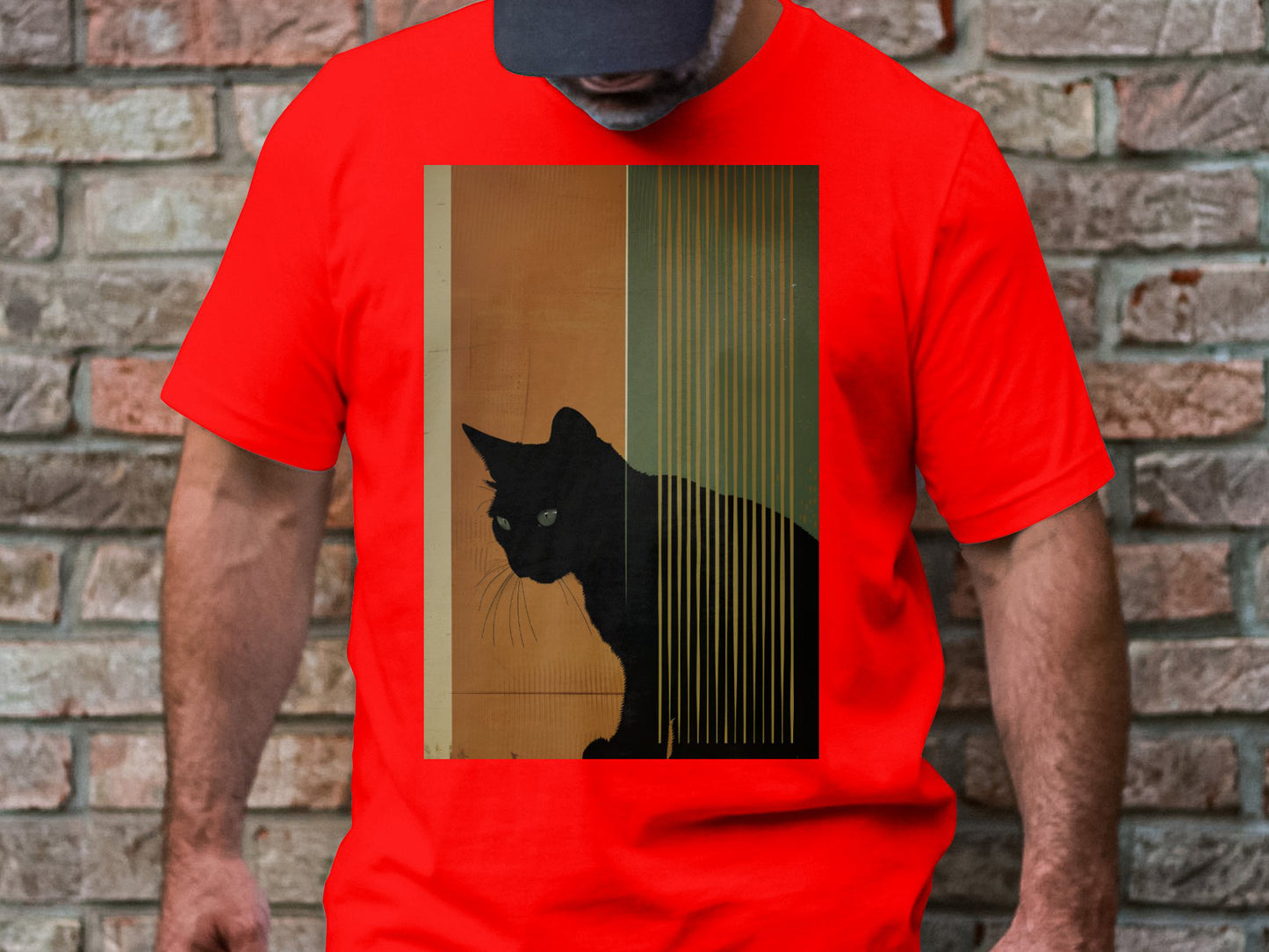 Nocturnal Gaze Cat Tee - Artistic Whiskers & Midnight Mystery