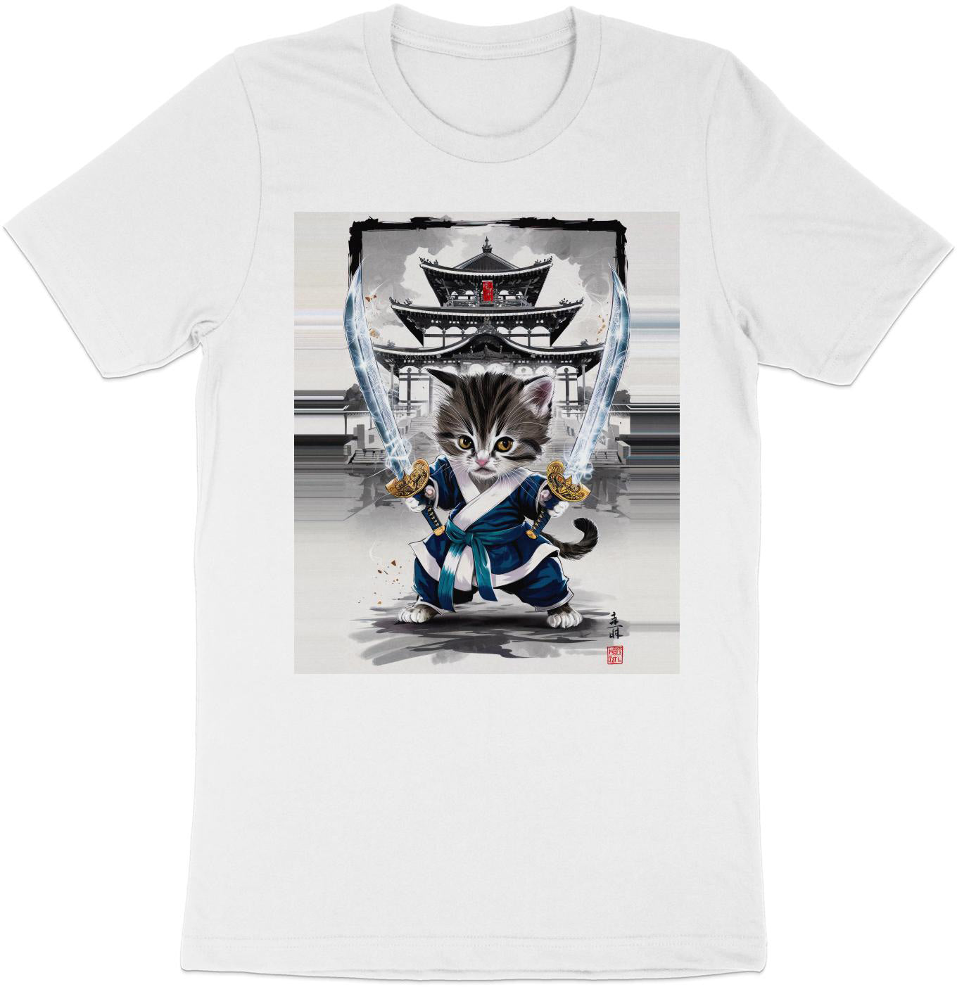 Samurai Kitten - Epic Warrior Cat Graphic Tee