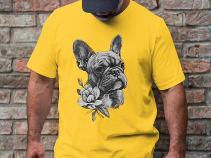 Frenchie Florals Tee - Elegance Meets Whimsy