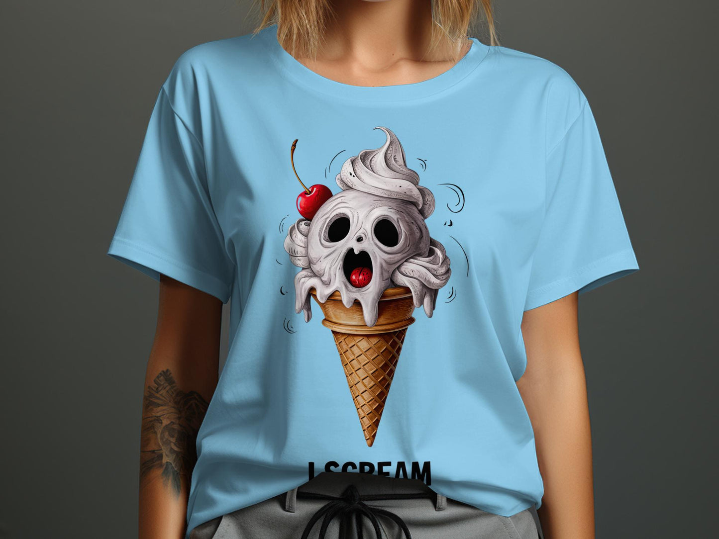 Chilling Treat Tee - Spooky & Sweet Ice Cream Skull
