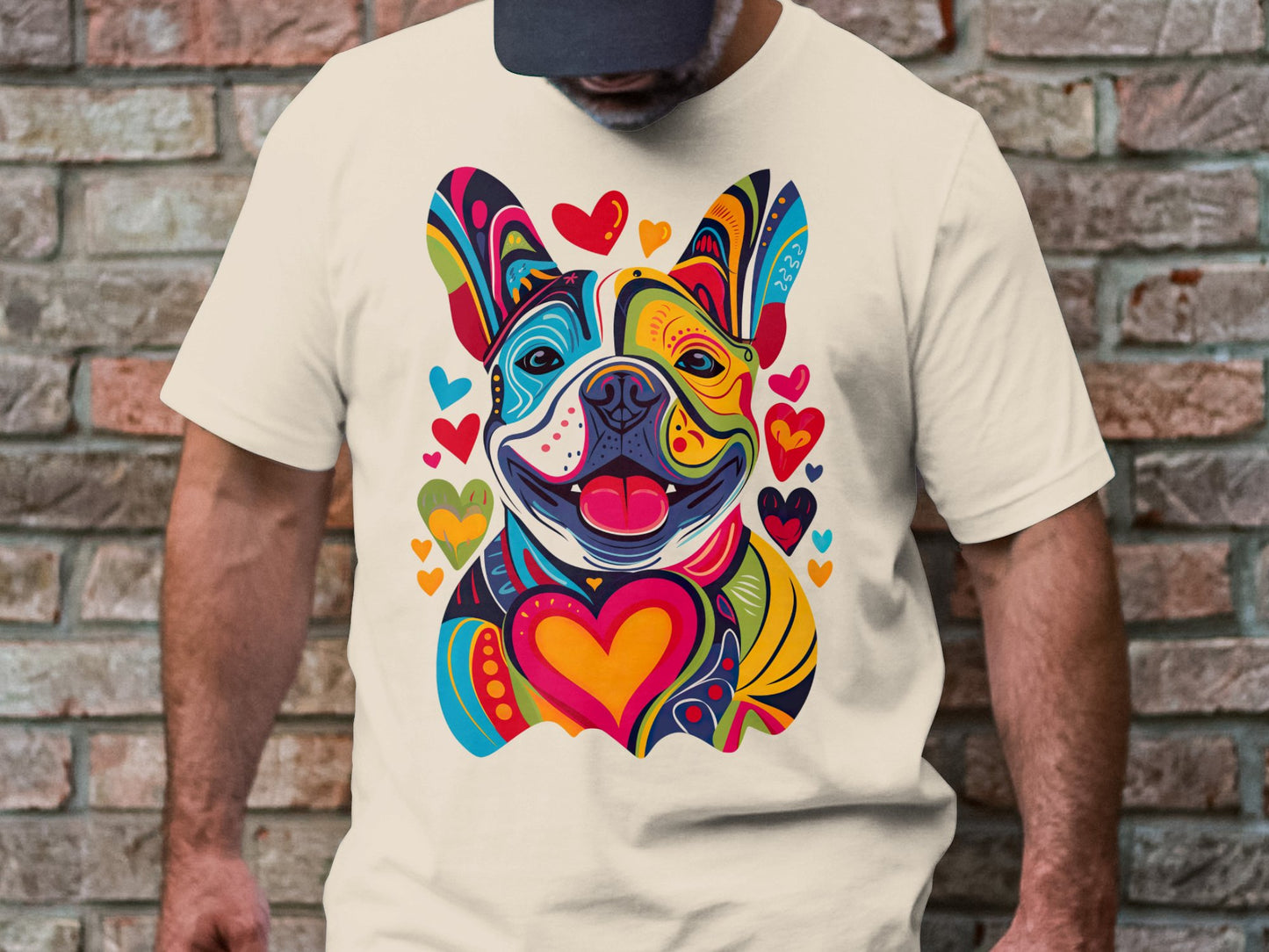 French Bulldog Festival of Hearts Tee - Vibrant & Loving