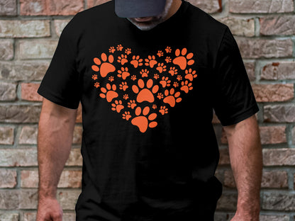 Paw-Filled Love Tee - Canine Devotion Heart Design