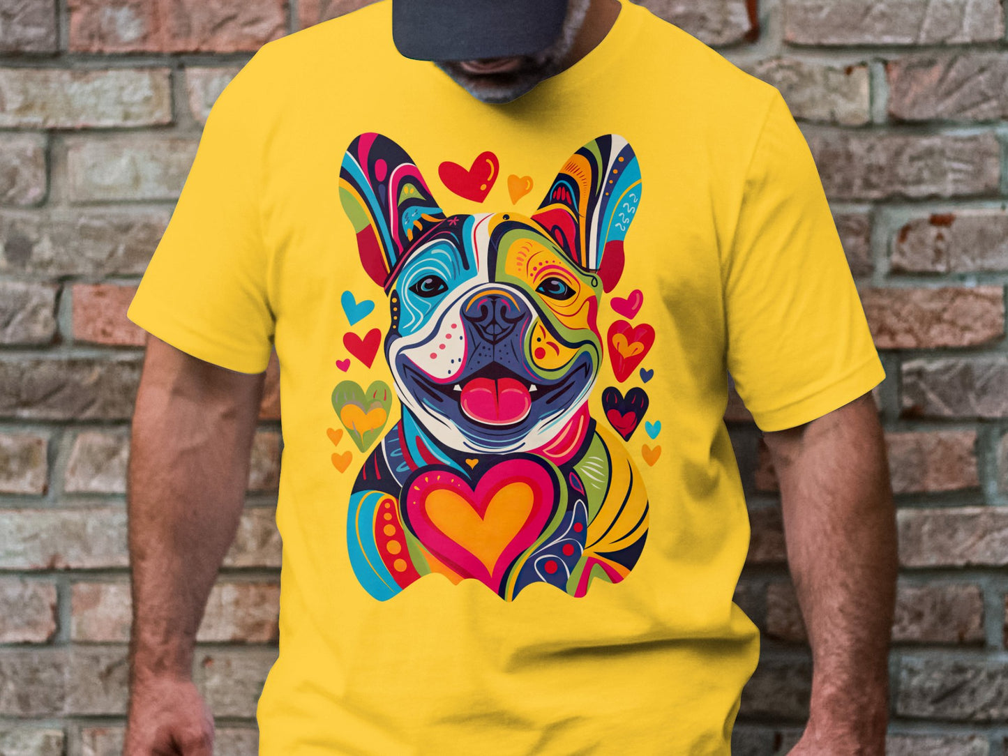 French Bulldog Festival of Hearts Tee - Vibrant & Loving