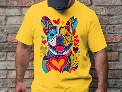 French Bulldog Festival of Hearts Tee - Vibrant & Loving