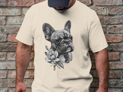 Frenchie Florals Tee - Elegance Meets Whimsy