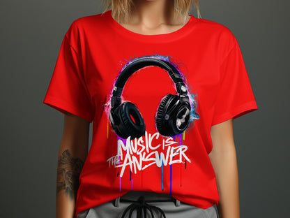DJ Headphones - 'Music Is The Answer' Graffiti Headphones Tee