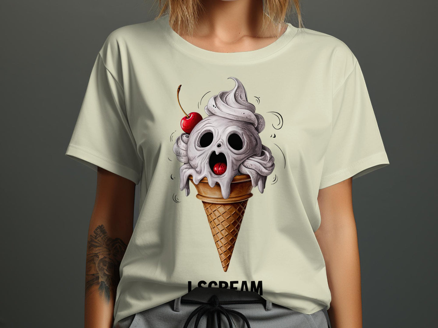 Chilling Treat Tee - Spooky & Sweet Ice Cream Skull