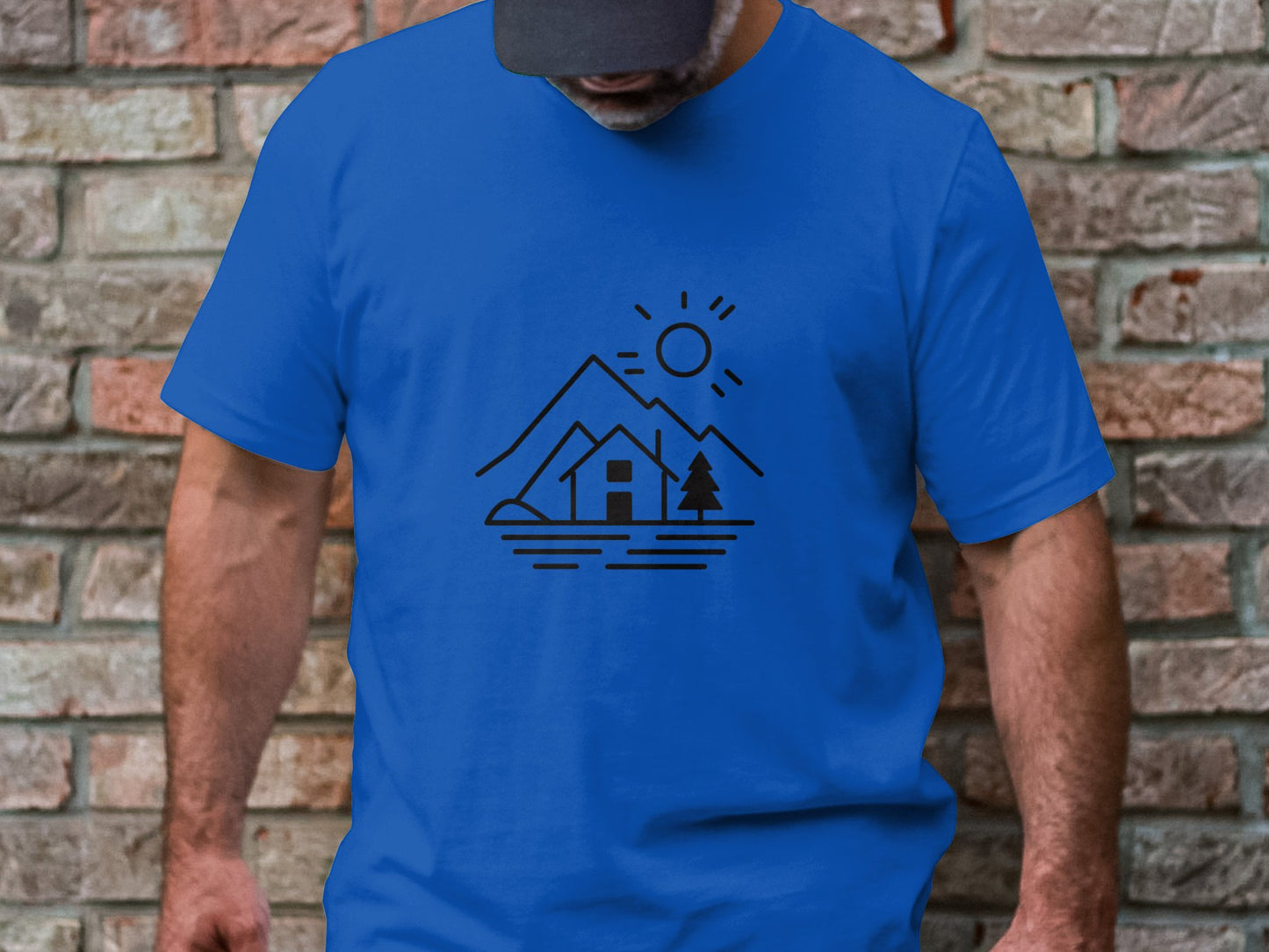 Mountain Retreat Line Art Tee - Serene Wilderness Escape