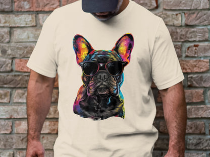 Vibrant Pup Tee - Frenchie Charm with a Colorful Twist!