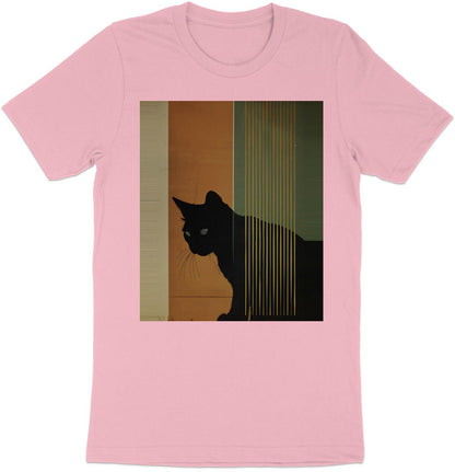 Nocturnal Gaze Cat Tee - Artistic Whiskers & Midnight Mystery