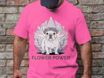 Flower Power Bulldog - Adorable French Bulldog Graphic Tee