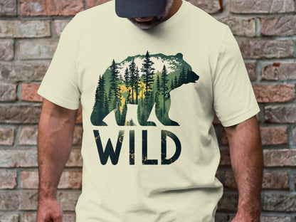 Wilderness Echo - Bear And Forest Vector Tee