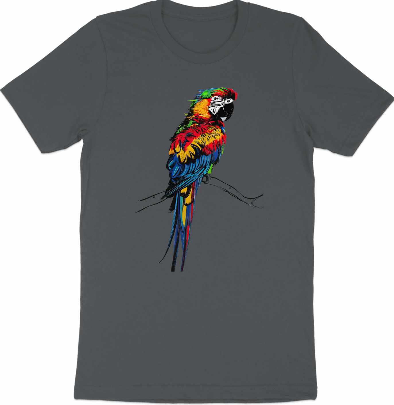 Asemic Avian Echoes - Colorful Parrot in Abstract Script Art Tee