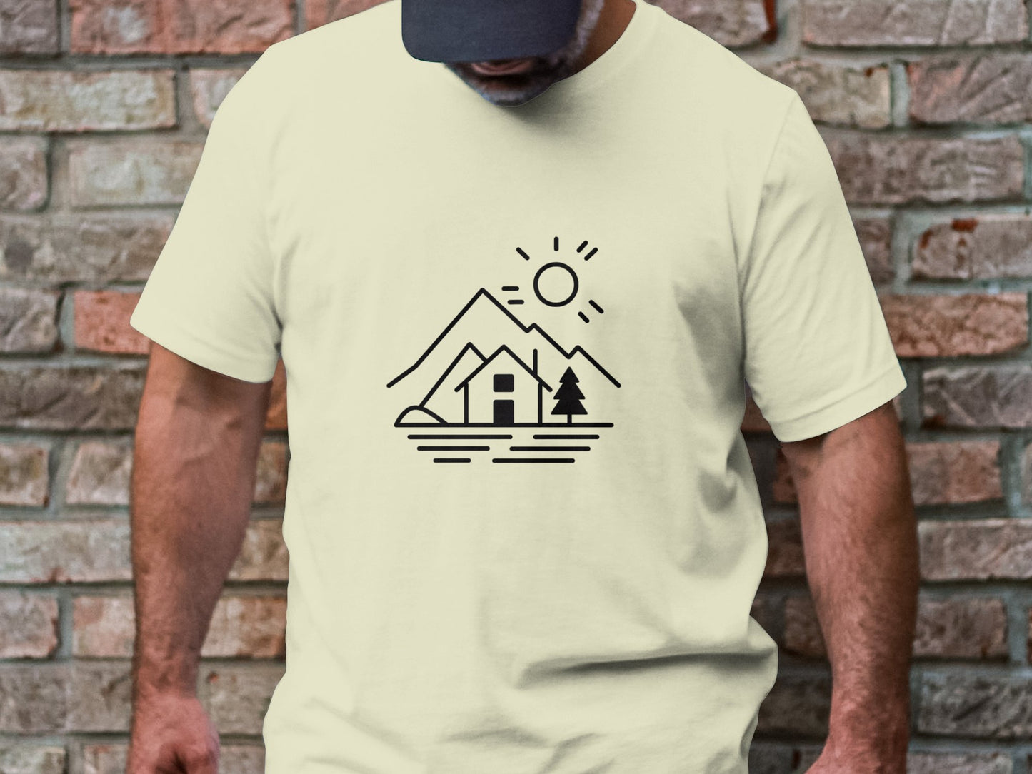 Mountain Retreat Line Art Tee - Serene Wilderness Escape