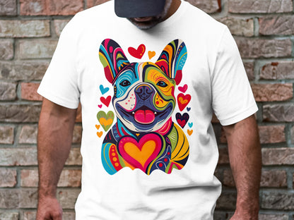 French Bulldog Festival of Hearts Tee - Vibrant & Loving