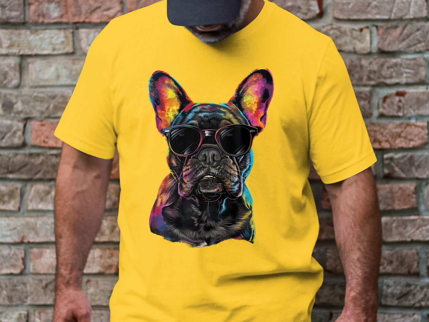 Vibrant Pup Tee - Frenchie Charm with a Colorful Twist!