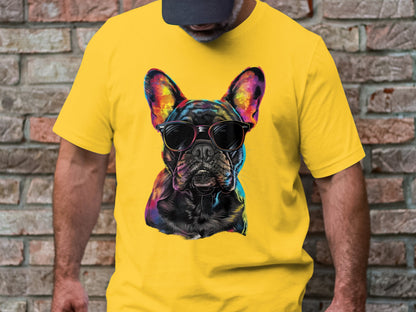 Vibrant Pup Tee - Frenchie Charm with a Colorful Twist!