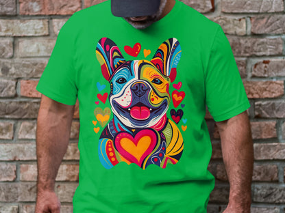 French Bulldog Festival of Hearts Tee - Vibrant & Loving