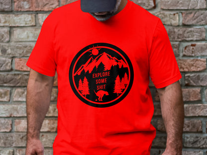 Explore Some Sh*t" Tee – Nature Meets Canine Humor Edition
