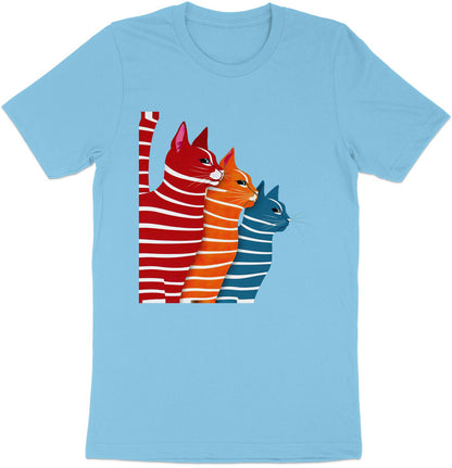 Colorful Whiskers Tee - Vivid Feline Trio