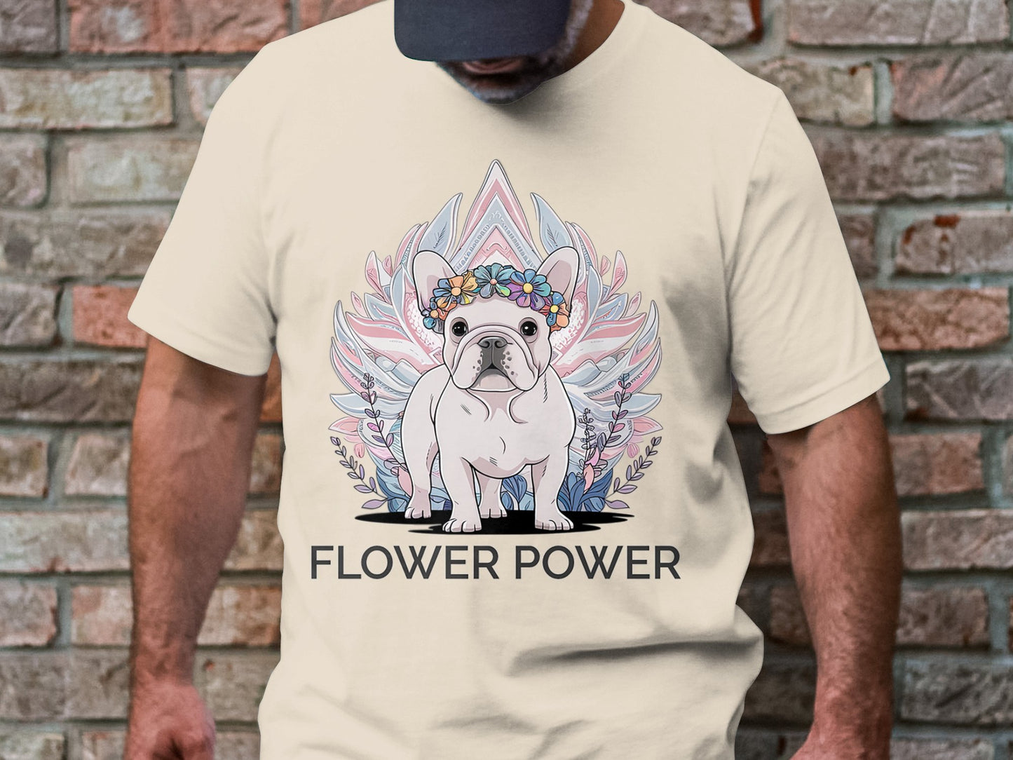 Flower Power Bulldog - Adorable French Bulldog Graphic Tee