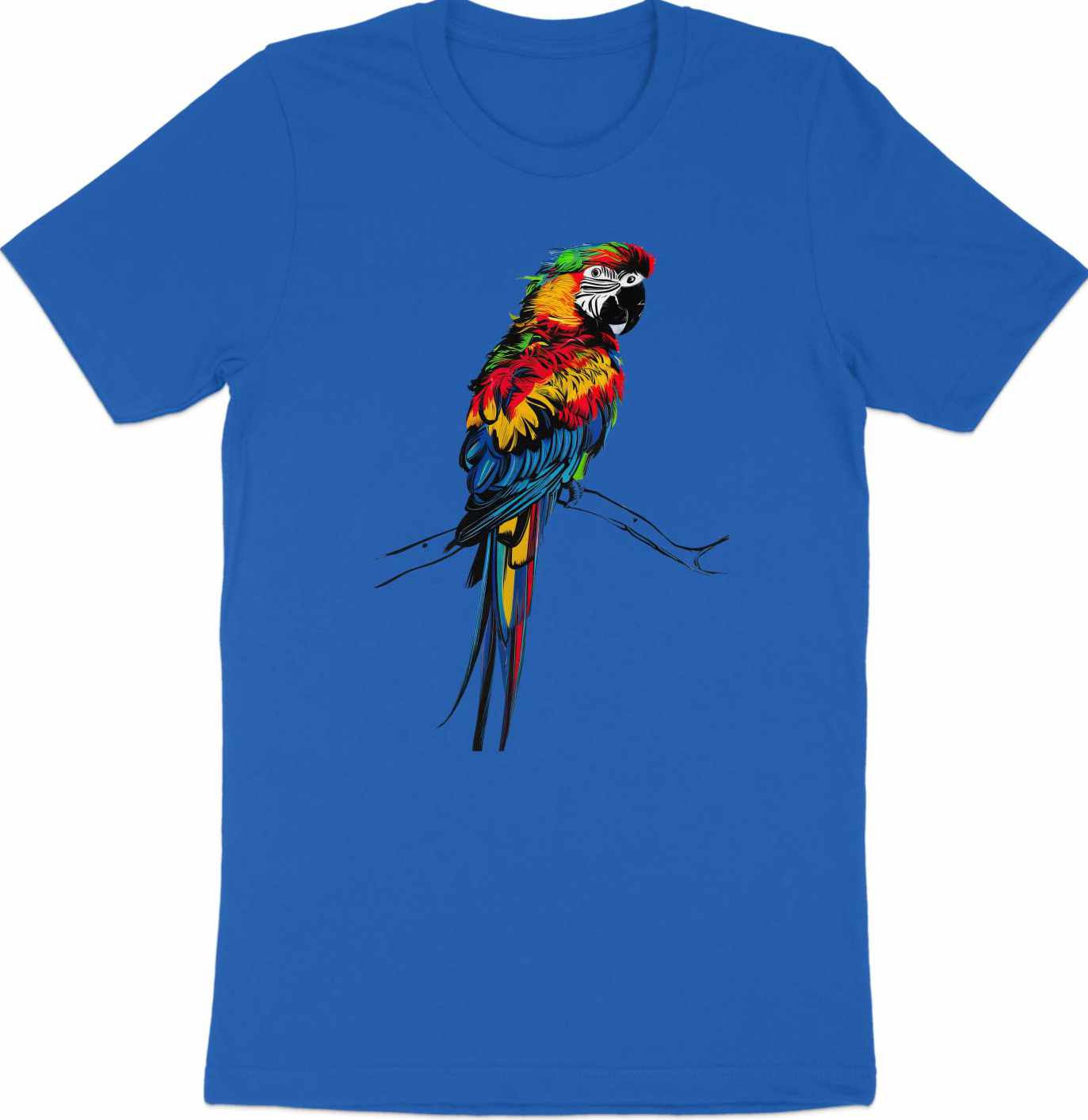 Asemic Avian Echoes - Colorful Parrot in Abstract Script Art Tee