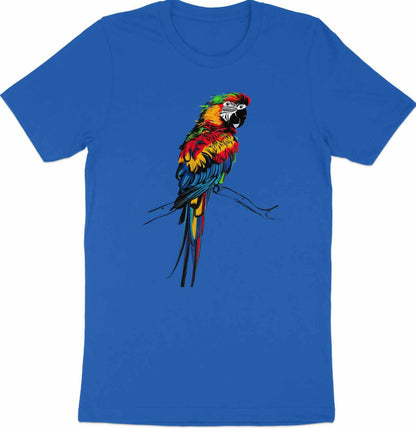 Asemic Avian Echoes - Colorful Parrot in Abstract Script Art Tee
