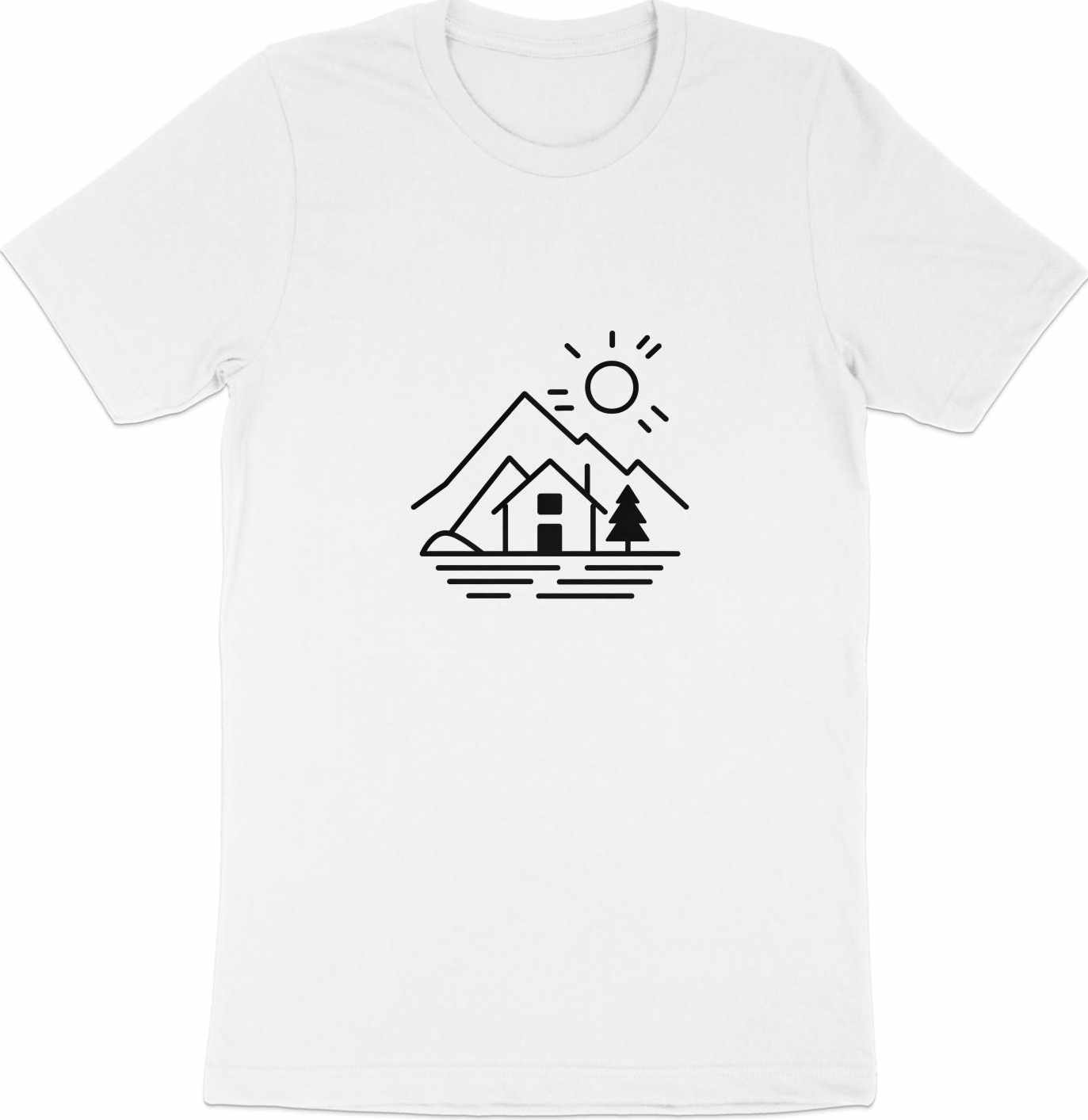 Mountain Retreat Line Art Tee - Serene Wilderness Escape