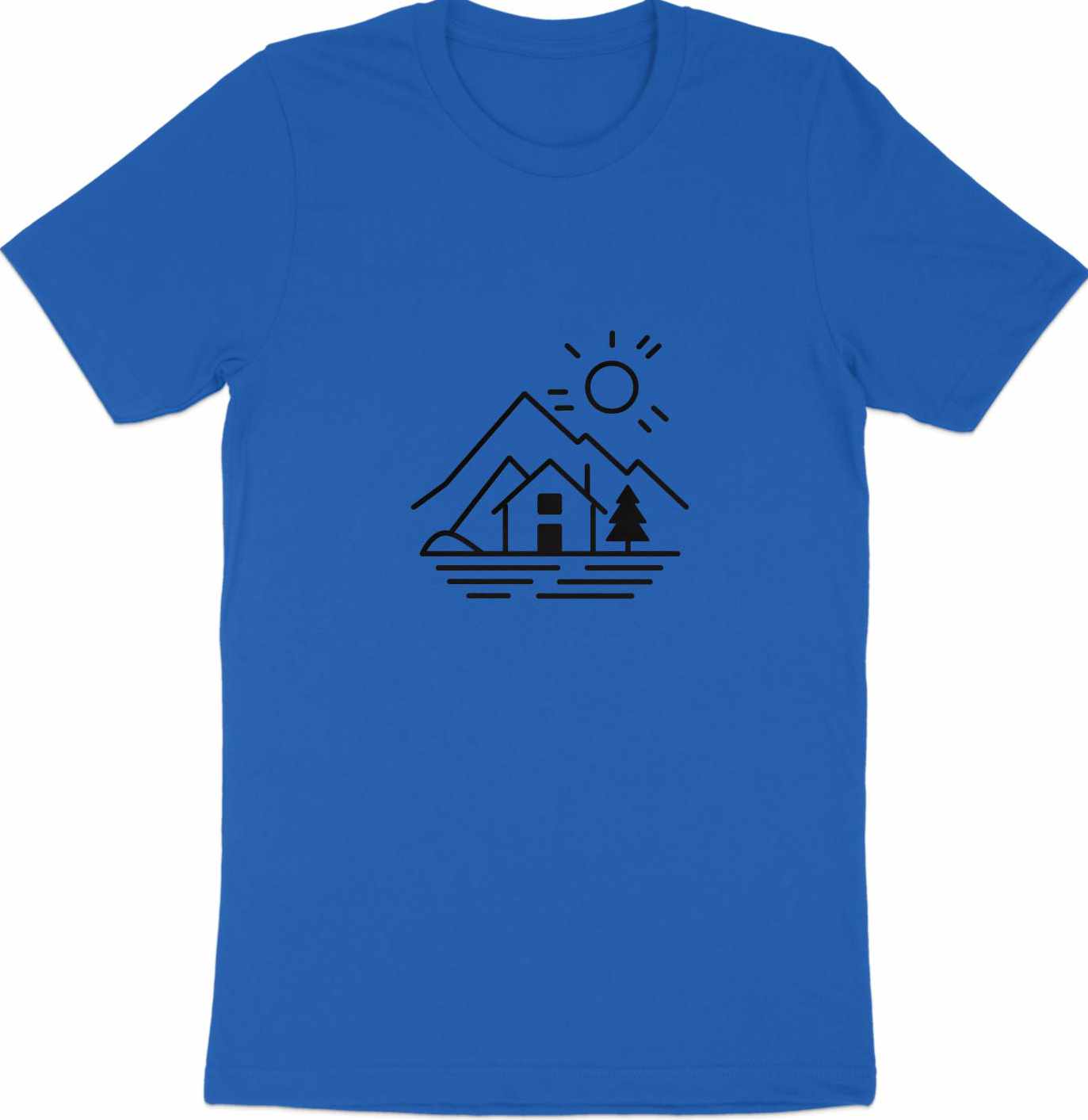 Mountain Retreat Line Art Tee - Serene Wilderness Escape