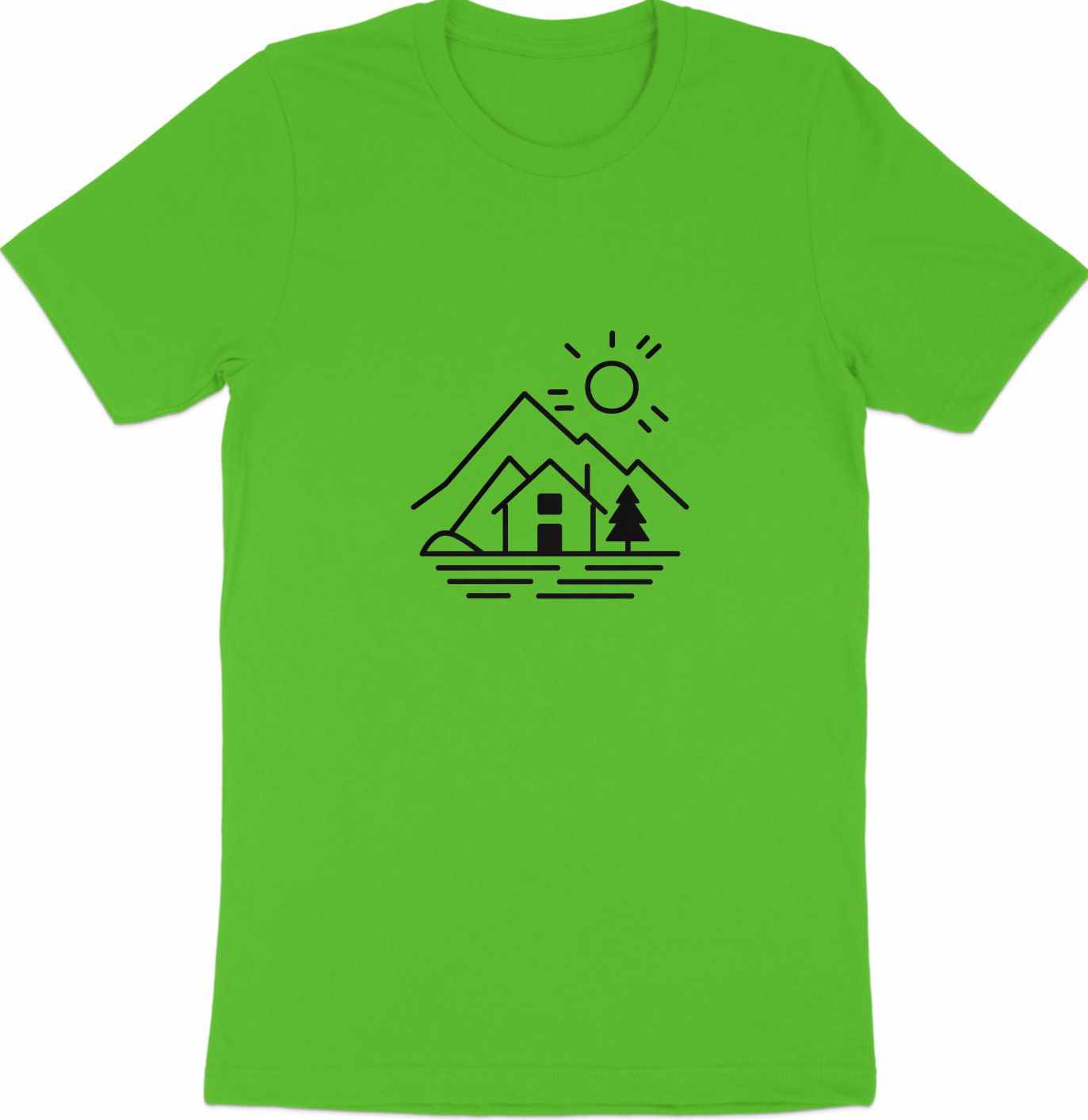 Mountain Retreat Line Art Tee - Serene Wilderness Escape