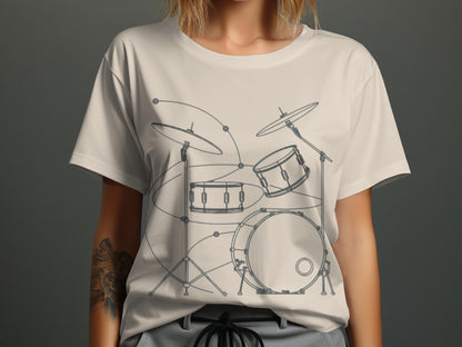 Rhythm And Lines - Minimalist Drummer Tee