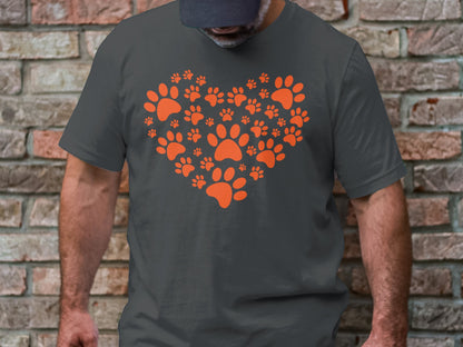 Paw-Filled Love Tee - Canine Devotion Heart Design