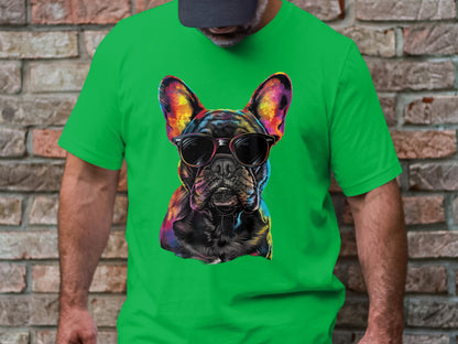 Vibrant Pup Tee - Frenchie Charm with a Colorful Twist!