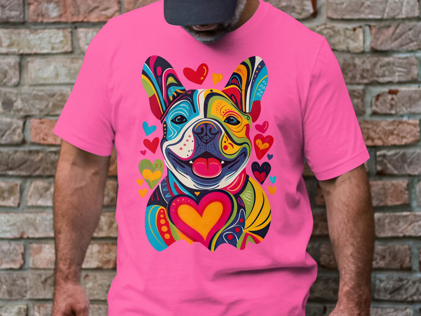 French Bulldog Festival of Hearts Tee - Vibrant & Loving
