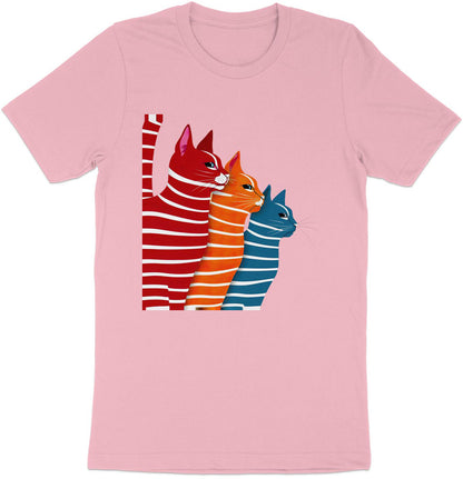 Colorful Whiskers Tee - Vivid Feline Trio