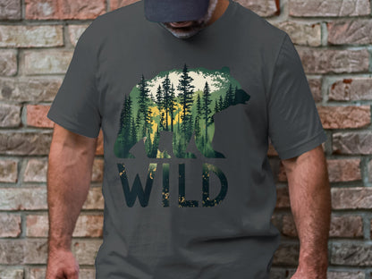 Wilderness Echo - Bear And Forest Vector Tee