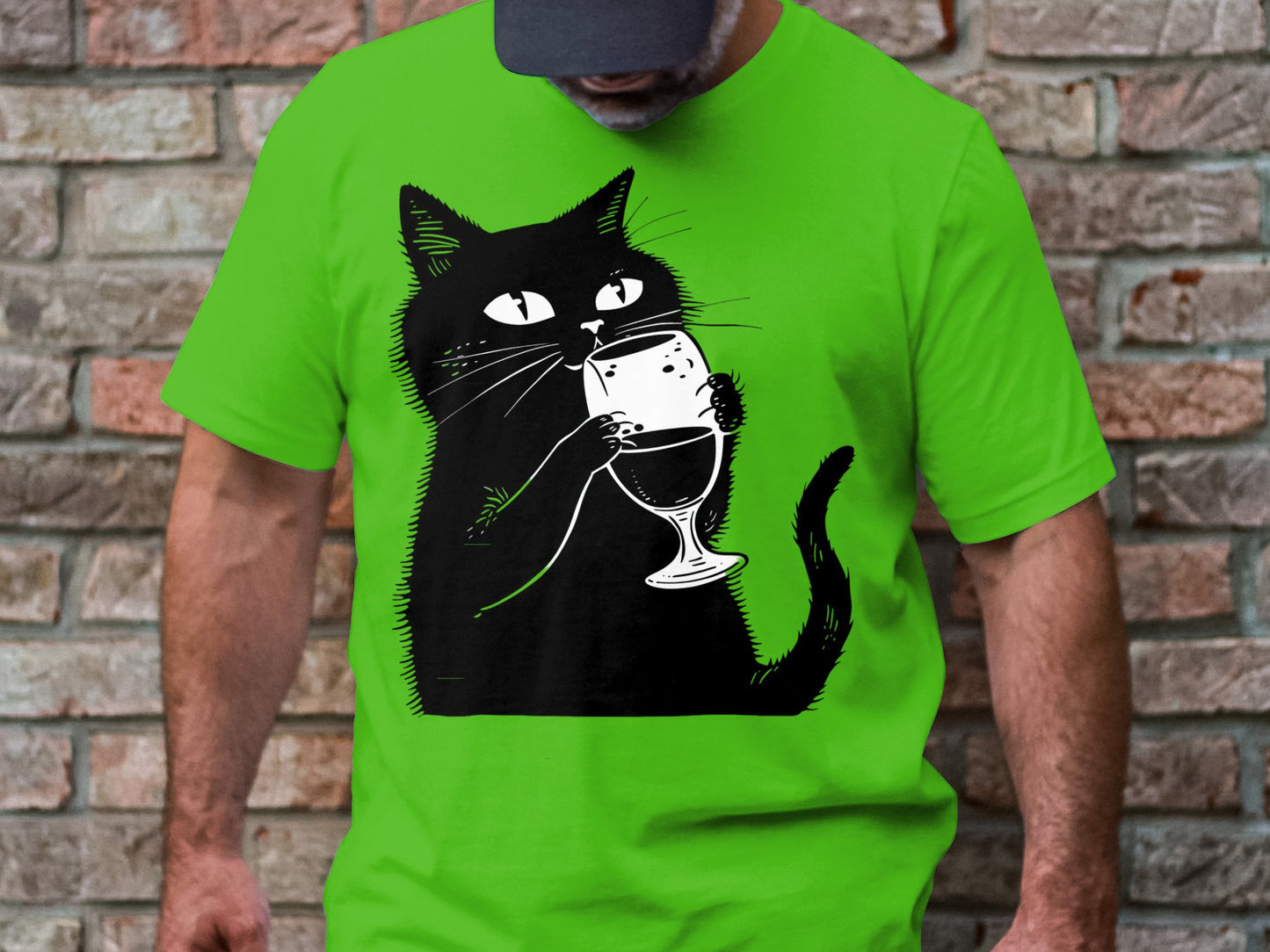 Sipping Kitty - Wine Lover's Minimalist Cat Tee