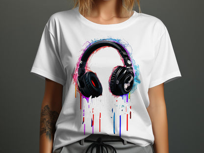 DJ Headphones - 'Music Is The Answer' Graffiti Headphones Tee