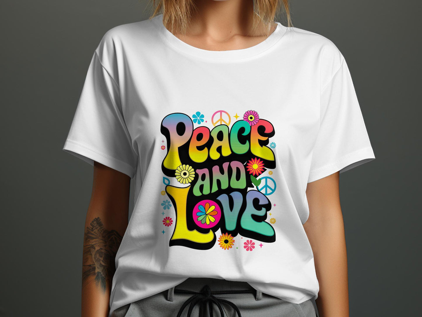 Peace and Love Tee - Groovy Flower Power Revolution