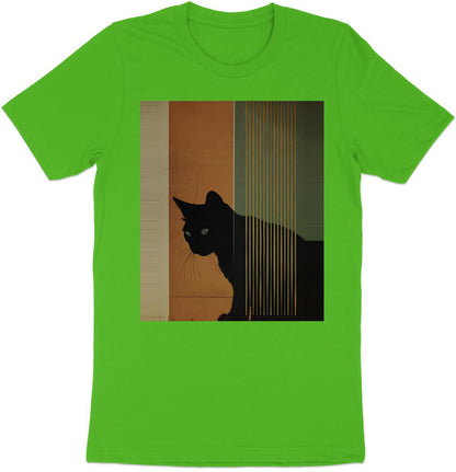Nocturnal Gaze Cat Tee - Artistic Whiskers & Midnight Mystery