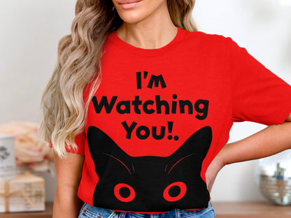 I'm Watching You! Cat Silhouette Tee - Whimsical Feline Fashion