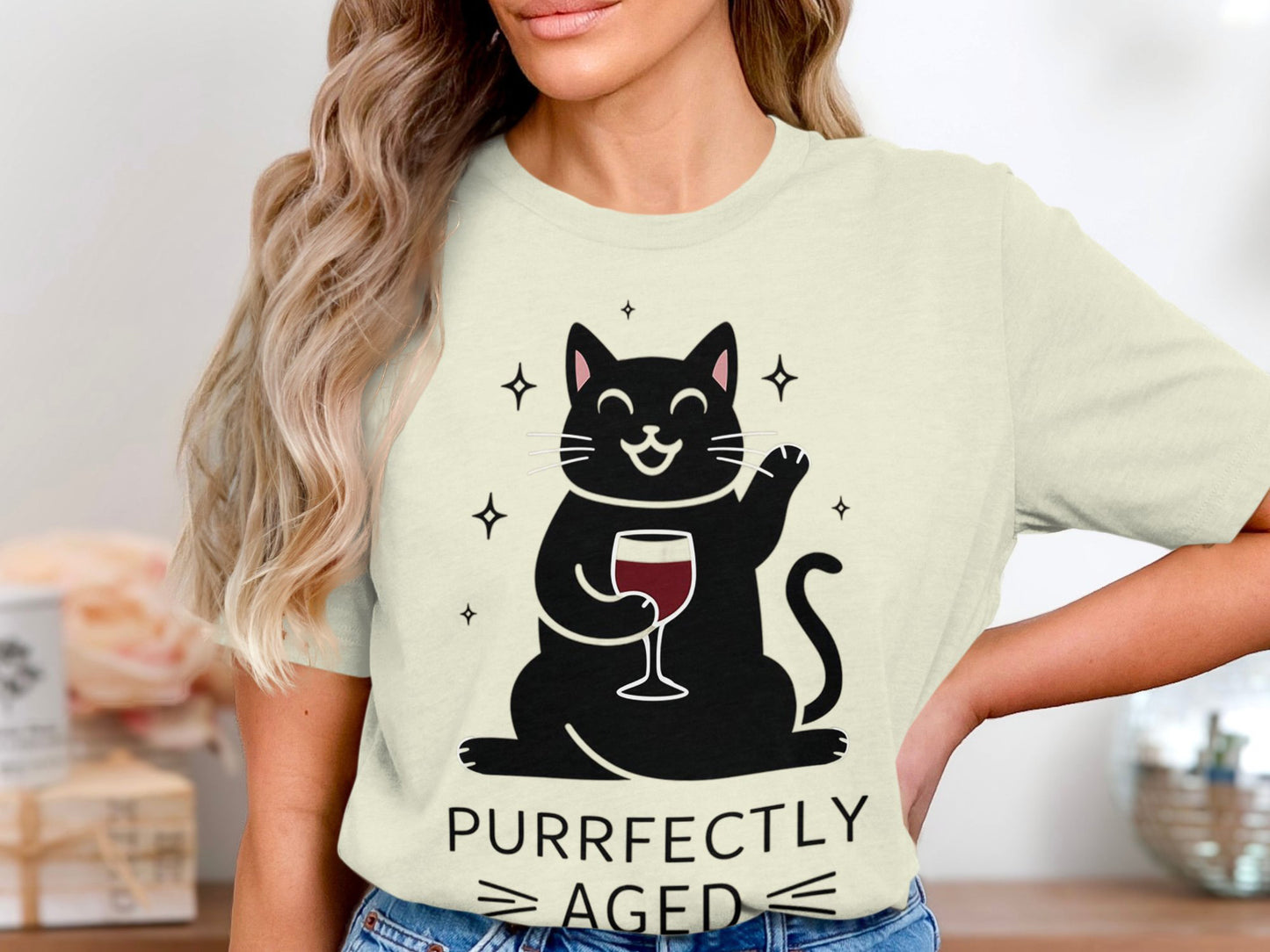 Purrfectly Aged - Wine Connoisseur Cat Tee