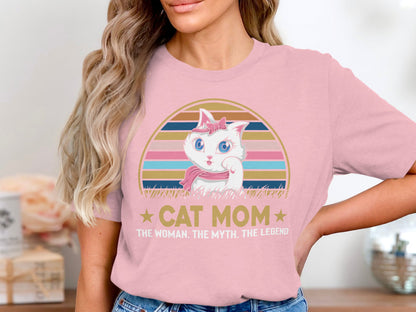 Retro Cat Mom Legend Tee - Chic Feline Fashion Statement