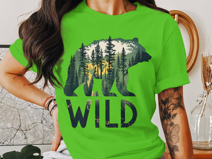 Wilderness Echo - Bear And Forest Vector Tee
