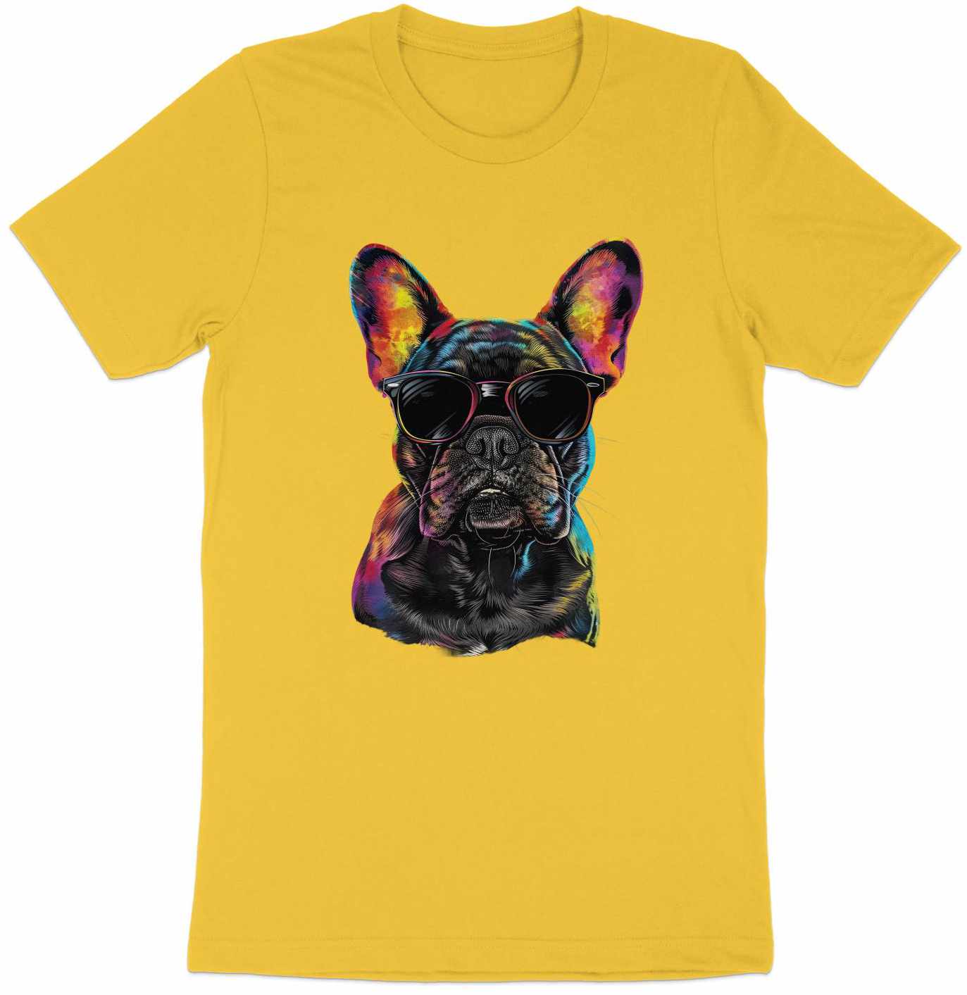 Vibrant Pup Tee - Frenchie Charm with a Colorful Twist!
