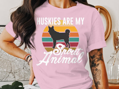 Retro Spirit Husky - 'Huskies are My Spirit Animal' Tee