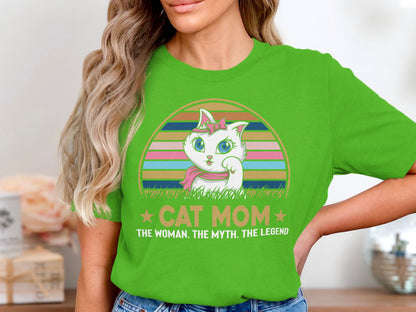 Retro Cat Mom Legend Tee - Chic Feline Fashion Statement