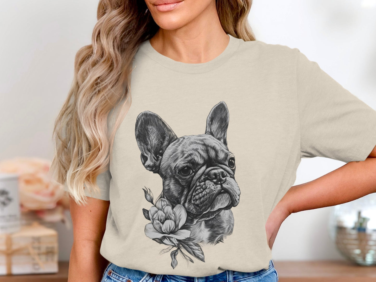 Frenchie Florals Tee - Elegance Meets Whimsy