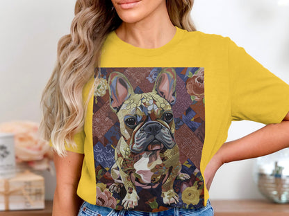 Frenchie in Floral Tee - Petals of Personality