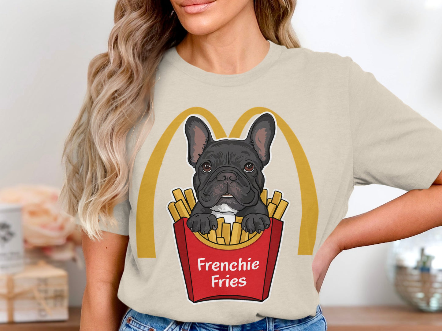 Frenchie Fries - Humorous French Bulldog And Fast Food Mashup Tee